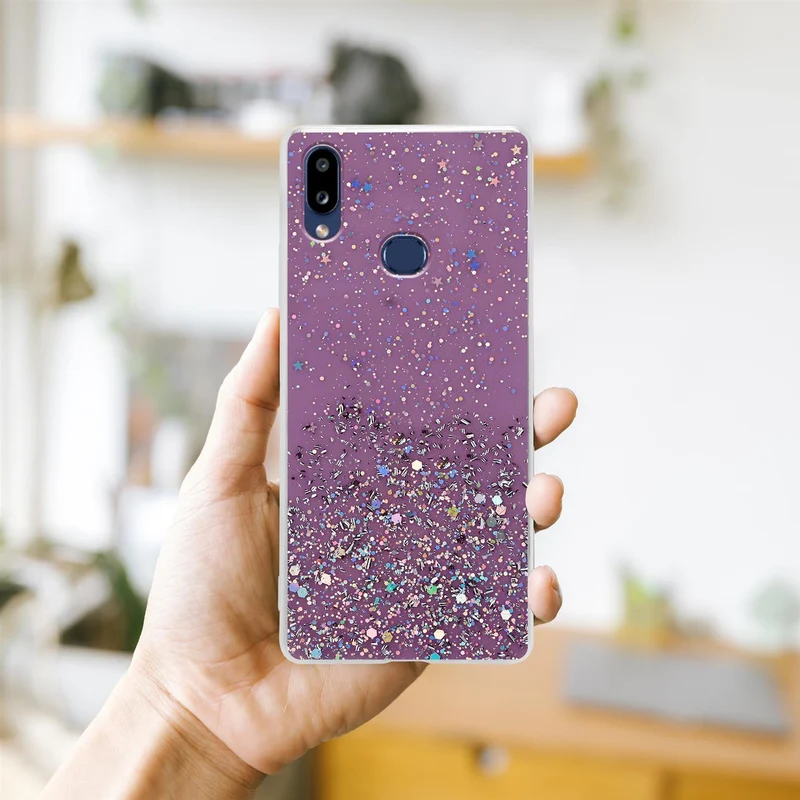 Cadorabo Hülle kompatibel mit Samsung Galaxy A10s / M01s Schutzhülle aus flexiblem TPU Silikon mit funkelnden Glitter