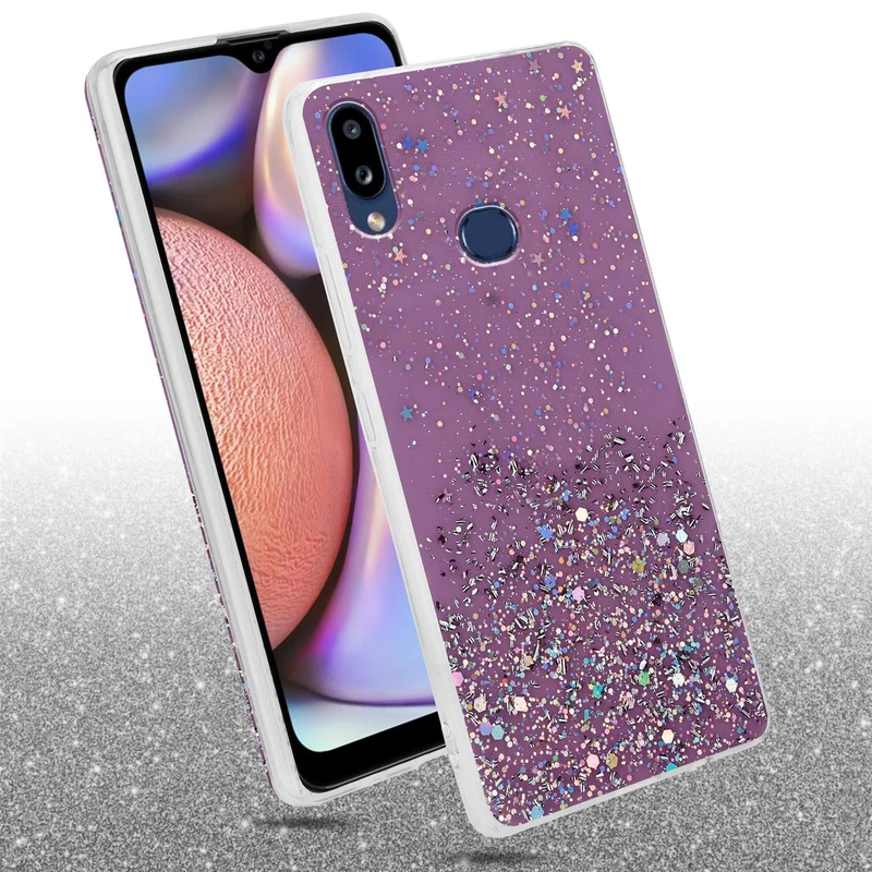 Cadorabo Hülle kompatibel mit Samsung Galaxy A10s / M01s Schutzhülle aus flexiblem TPU Silikon mit funkelnden Glitter