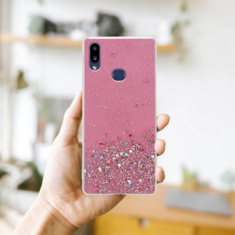 Cadorabo Hülle kompatibel mit Samsung Galaxy A10s / M01s Schutzhülle aus flexiblem TPU Silikon mit funkelnden Glitter