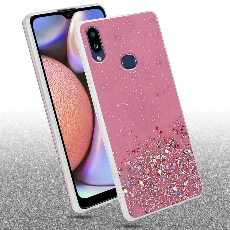 Cadorabo Hülle kompatibel mit Samsung Galaxy A10s / M01s Schutzhülle aus flexiblem TPU Silikon mit funkelnden Glitter