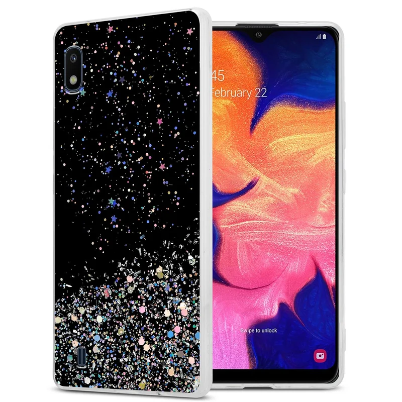 Cadorabo Hülle kompatibel mit Samsung Galaxy A10 / M10 Schutzhülle aus flexiblem TPU Silikon mit funkelnden Glitter