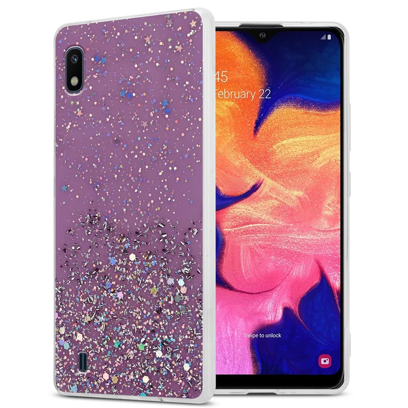 Cadorabo Hülle kompatibel mit Samsung Galaxy A10 / M10 Schutzhülle aus flexiblem TPU Silikon mit funkelnden Glitter