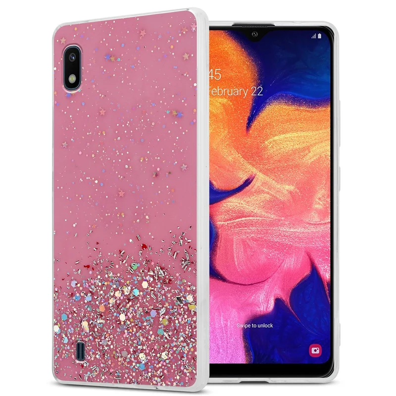 Cadorabo Hülle kompatibel mit Samsung Galaxy A10 / M10 Schutzhülle aus flexiblem TPU Silikon mit funkelnden Glitter