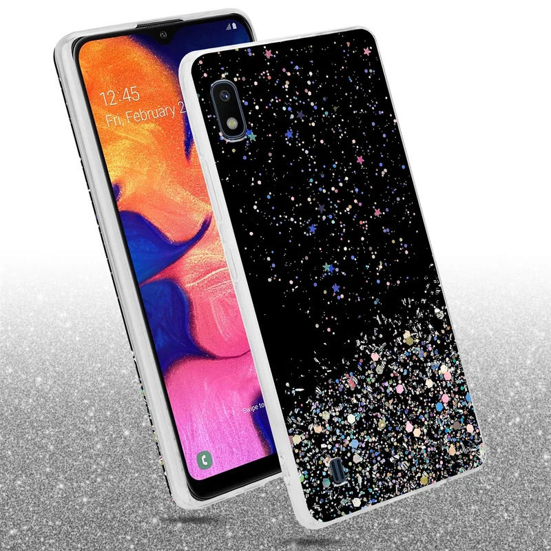 Cadorabo Hülle kompatibel mit Samsung Galaxy A10 / M10 Schutzhülle aus flexiblem TPU Silikon mit funkelnden Glitter