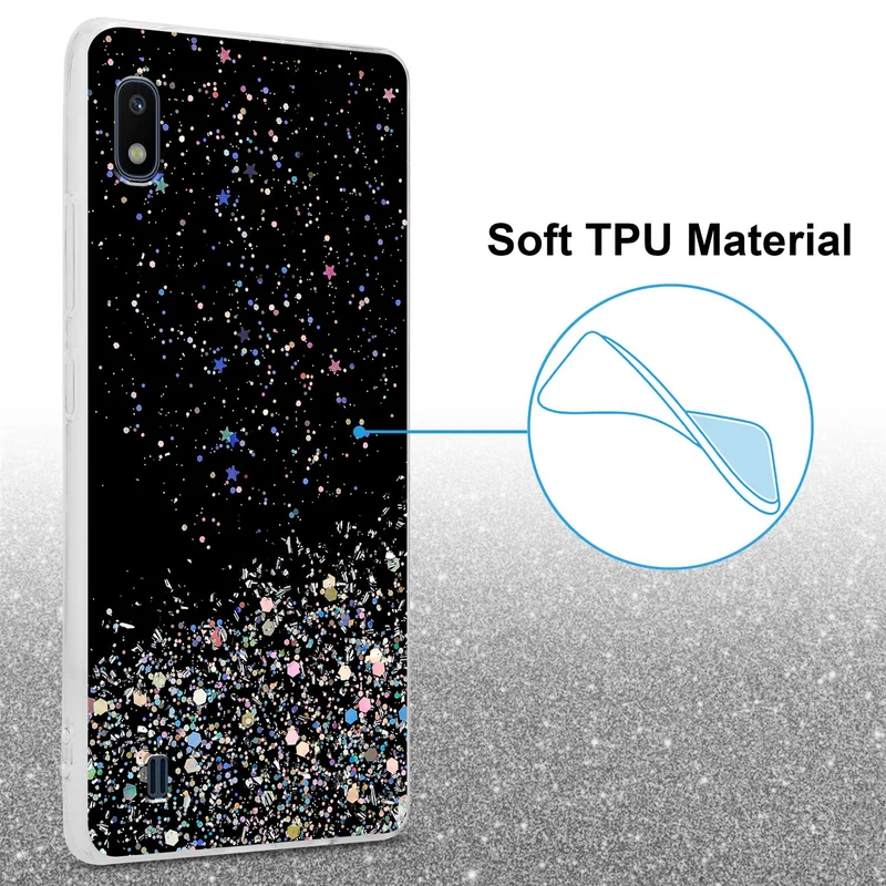 Cadorabo Hülle kompatibel mit Samsung Galaxy A10 / M10 Schutzhülle aus flexiblem TPU Silikon mit funkelnden Glitter