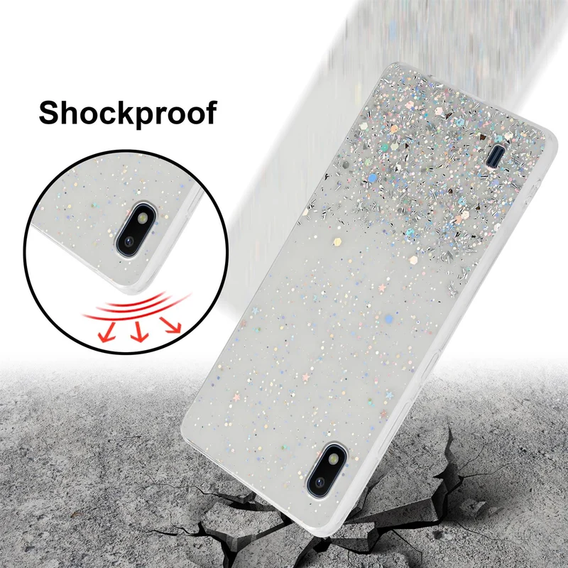 Cadorabo Hülle kompatibel mit Samsung Galaxy A10 / M10 Schutzhülle aus flexiblem TPU Silikon mit funkelnden Glitter