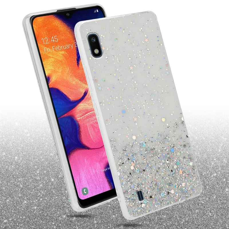 Cadorabo Hülle kompatibel mit Samsung Galaxy A10 / M10 Schutzhülle aus flexiblem TPU Silikon mit funkelnden Glitter