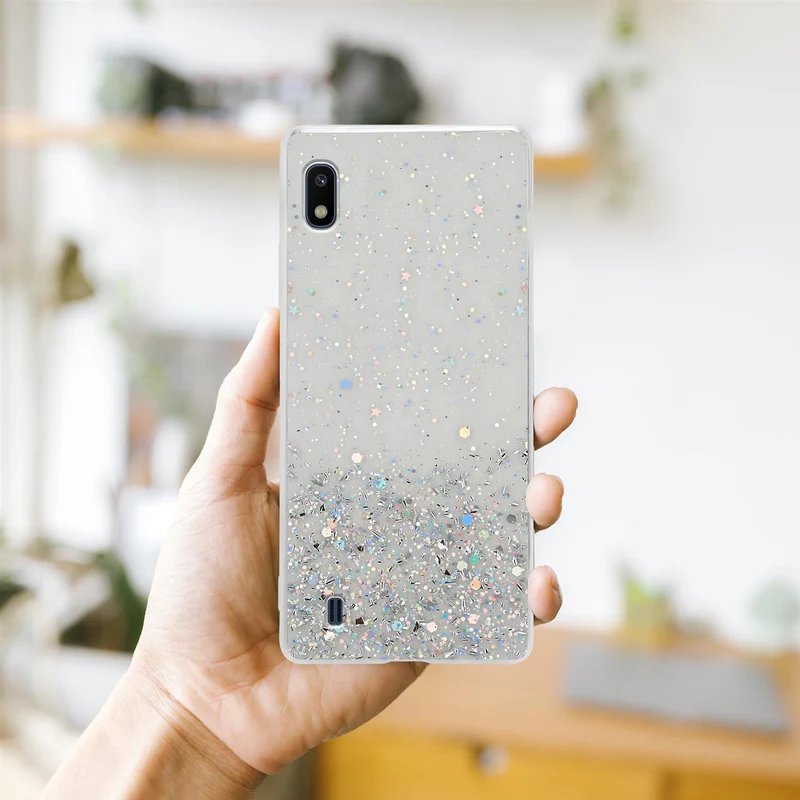 Cadorabo Hülle kompatibel mit Samsung Galaxy A10 / M10 Schutzhülle aus flexiblem TPU Silikon mit funkelnden Glitter