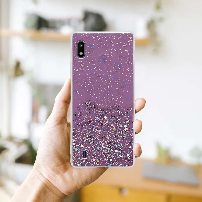 Cadorabo Hülle kompatibel mit Samsung Galaxy A10 / M10 Schutzhülle aus flexiblem TPU Silikon mit funkelnden Glitter