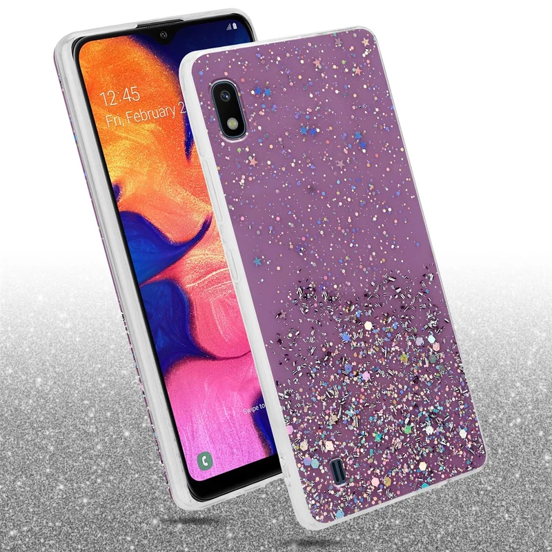 Cadorabo Hülle kompatibel mit Samsung Galaxy A10 / M10 Schutzhülle aus flexiblem TPU Silikon mit funkelnden Glitter