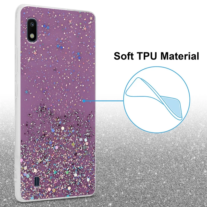 Cadorabo Hülle kompatibel mit Samsung Galaxy A10 / M10 Schutzhülle aus flexiblem TPU Silikon mit funkelnden Glitter