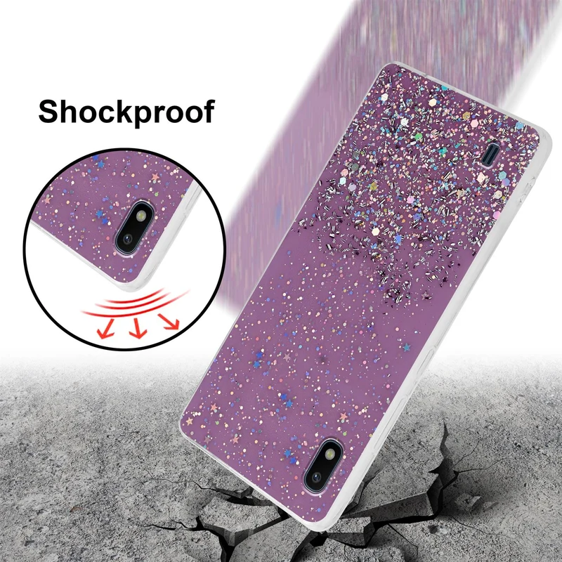Cadorabo Hülle kompatibel mit Samsung Galaxy A10 / M10 Schutzhülle aus flexiblem TPU Silikon mit funkelnden Glitter