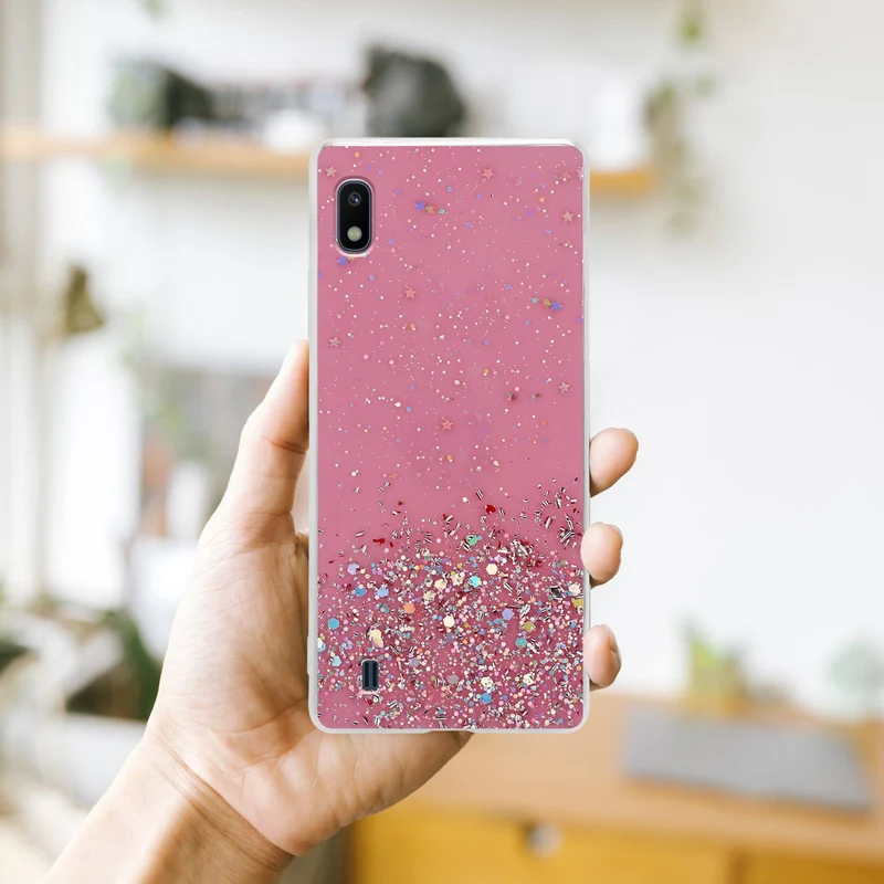 Cadorabo Hülle kompatibel mit Samsung Galaxy A10 / M10 Schutzhülle aus flexiblem TPU Silikon mit funkelnden Glitter