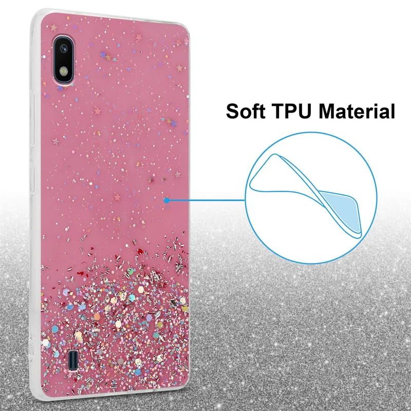 Cadorabo Hülle kompatibel mit Samsung Galaxy A10 / M10 Schutzhülle aus flexiblem TPU Silikon mit funkelnden Glitter