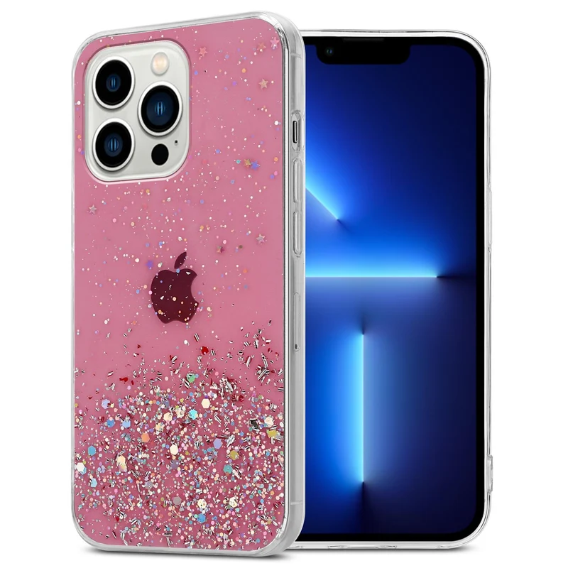 Cadorabo Hülle kompatibel mit Apple iPhone 13 PRO MAX Schutzhülle aus flexiblem TPU Silikon mit funkelnden Glitter