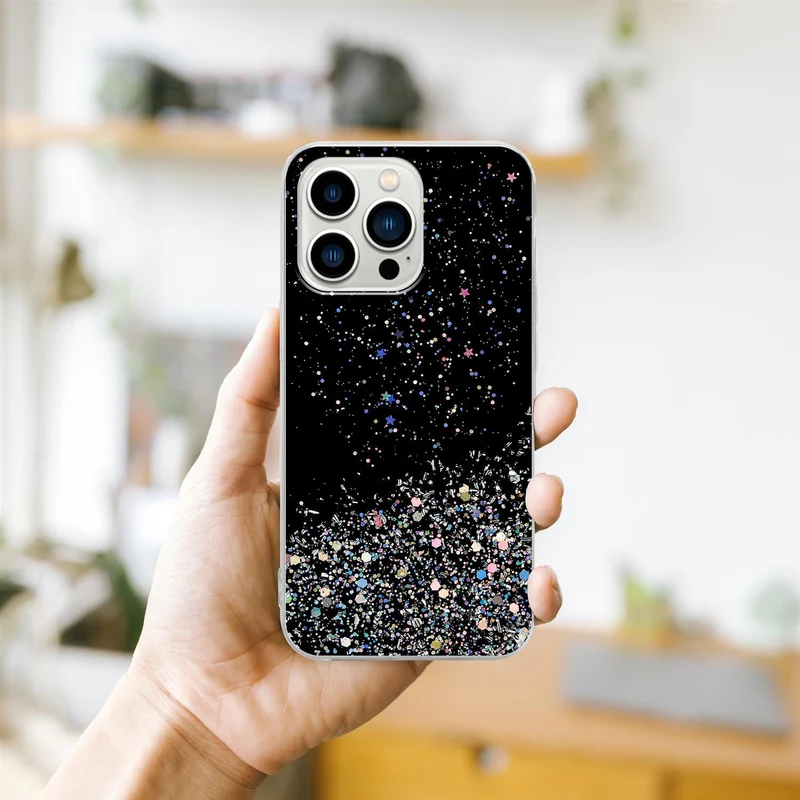 Cadorabo Hülle kompatibel mit Apple iPhone 13 PRO MAX Schutzhülle aus flexiblem TPU Silikon mit funkelnden Glitter