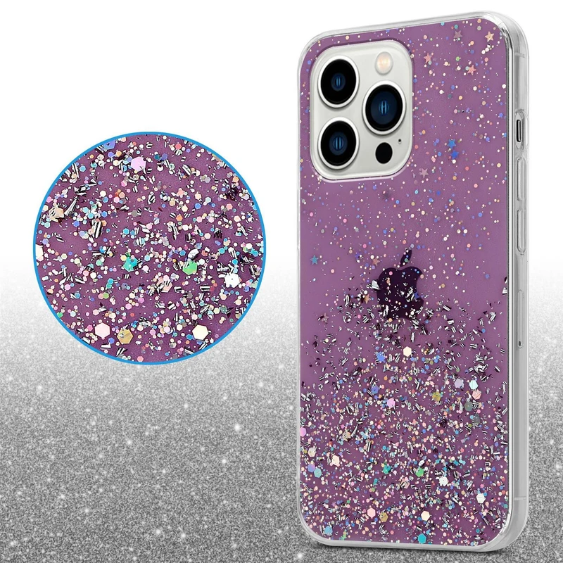 Cadorabo Hülle kompatibel mit Apple iPhone 13 PRO MAX Schutzhülle aus flexiblem TPU Silikon mit funkelnden Glitter