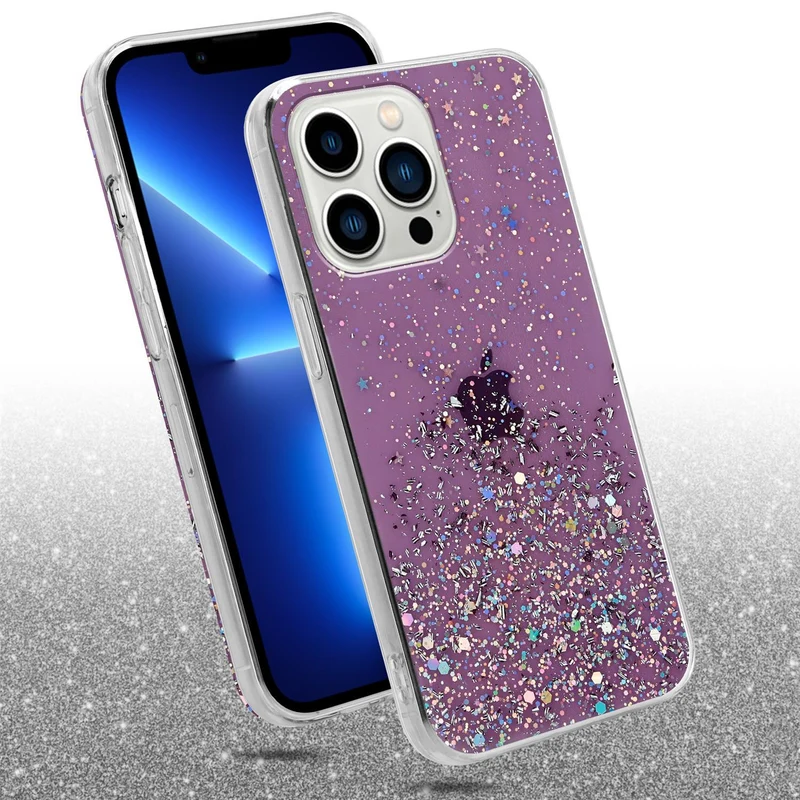 Cadorabo Hülle kompatibel mit Apple iPhone 13 PRO MAX Schutzhülle aus flexiblem TPU Silikon mit funkelnden Glitter