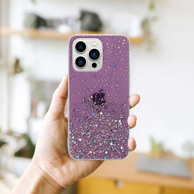 Cadorabo Hülle kompatibel mit Apple iPhone 13 PRO MAX Schutzhülle aus flexiblem TPU Silikon mit funkelnden Glitter