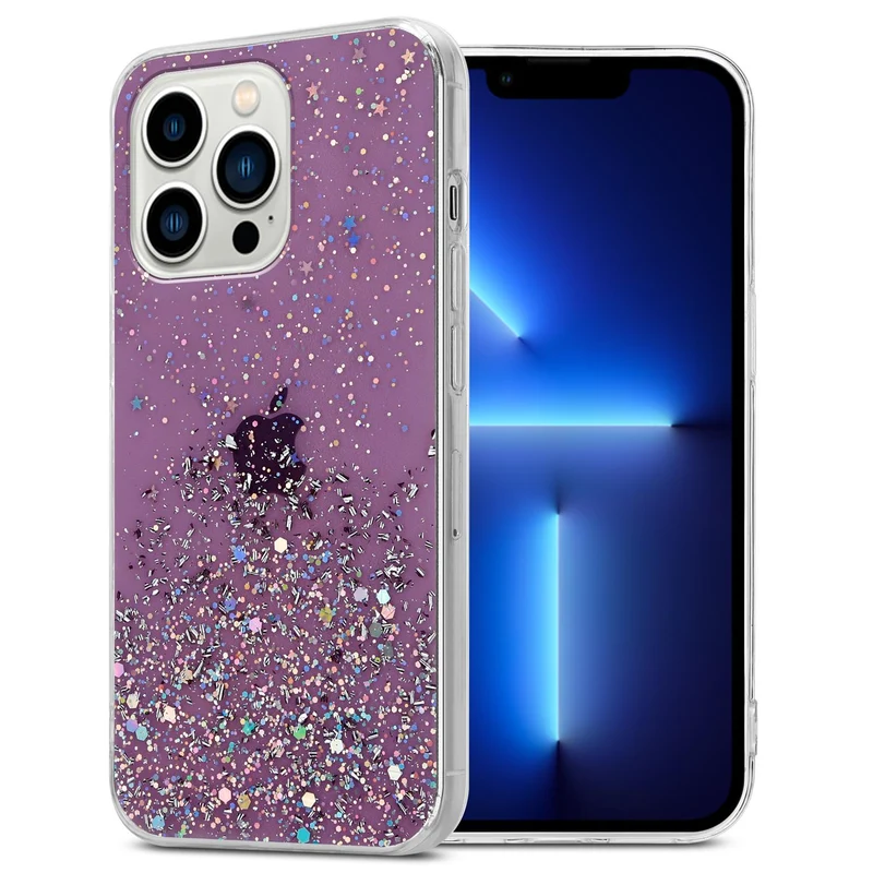 Cadorabo Hülle kompatibel mit Apple iPhone 13 PRO Schutzhülle aus flexiblem TPU Silikon mit funkelnden Glitter