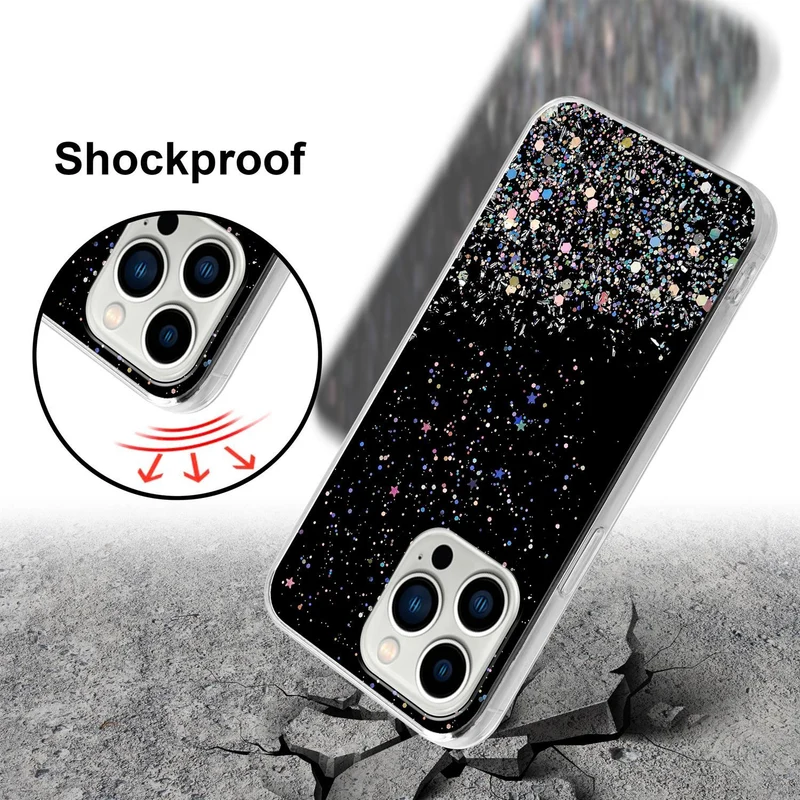 Cadorabo Hülle kompatibel mit Apple iPhone 13 PRO Schutzhülle aus flexiblem TPU Silikon mit funkelnden Glitter