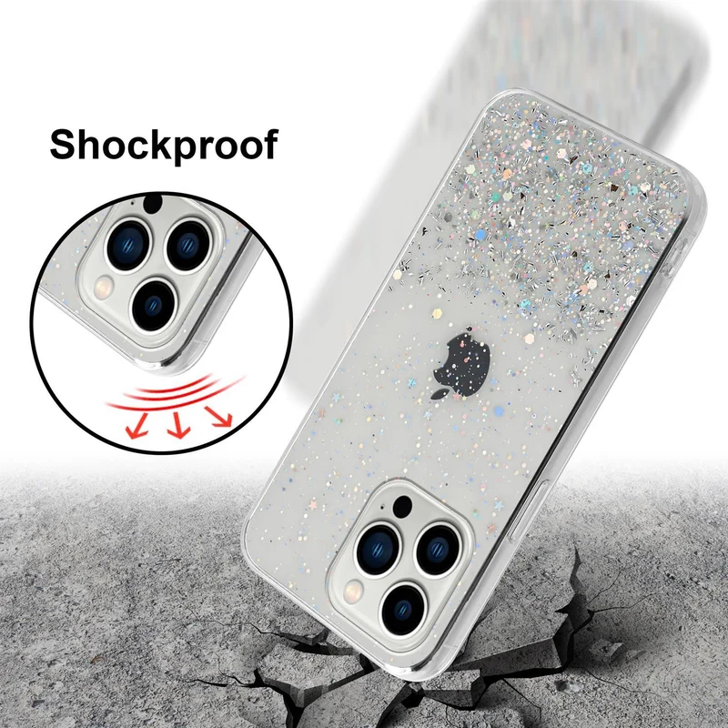 Cadorabo Hülle kompatibel mit Apple iPhone 13 PRO Schutzhülle aus flexiblem TPU Silikon mit funkelnden Glitter