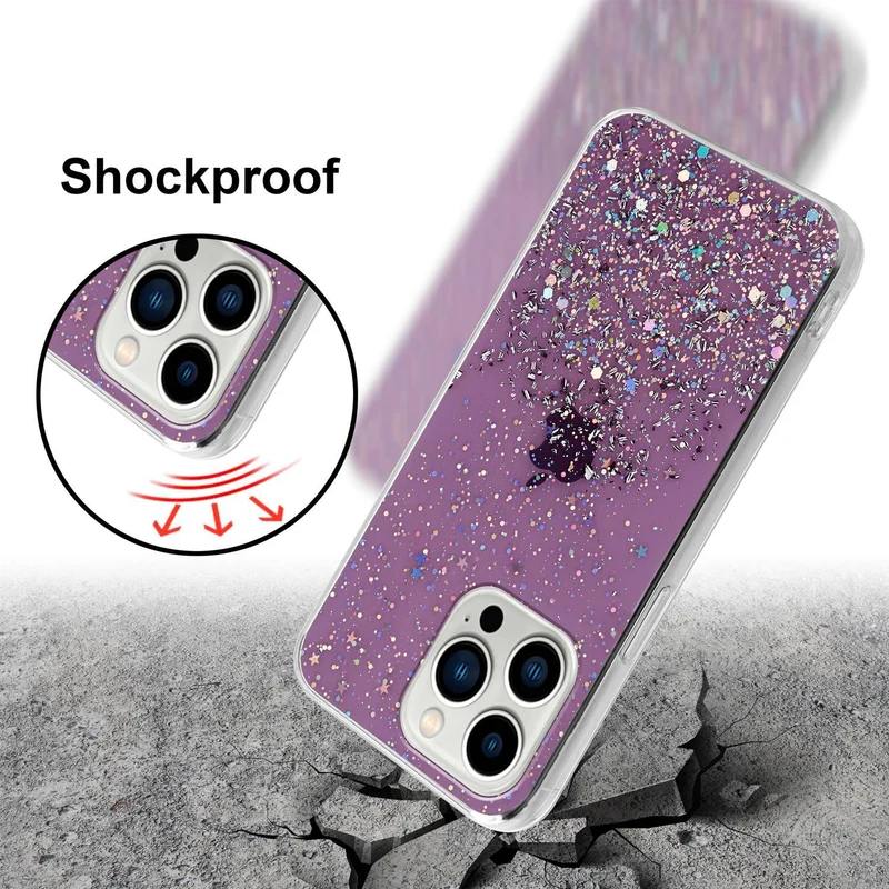Cadorabo Hülle kompatibel mit Apple iPhone 13 PRO Schutzhülle aus flexiblem TPU Silikon mit funkelnden Glitter
