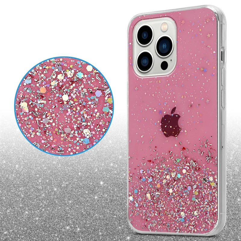 Cadorabo Hülle kompatibel mit Apple iPhone 13 PRO Schutzhülle aus flexiblem TPU Silikon mit funkelnden Glitter