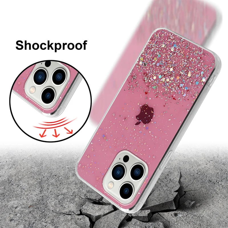 Cadorabo Hülle kompatibel mit Apple iPhone 13 PRO Schutzhülle aus flexiblem TPU Silikon mit funkelnden Glitter