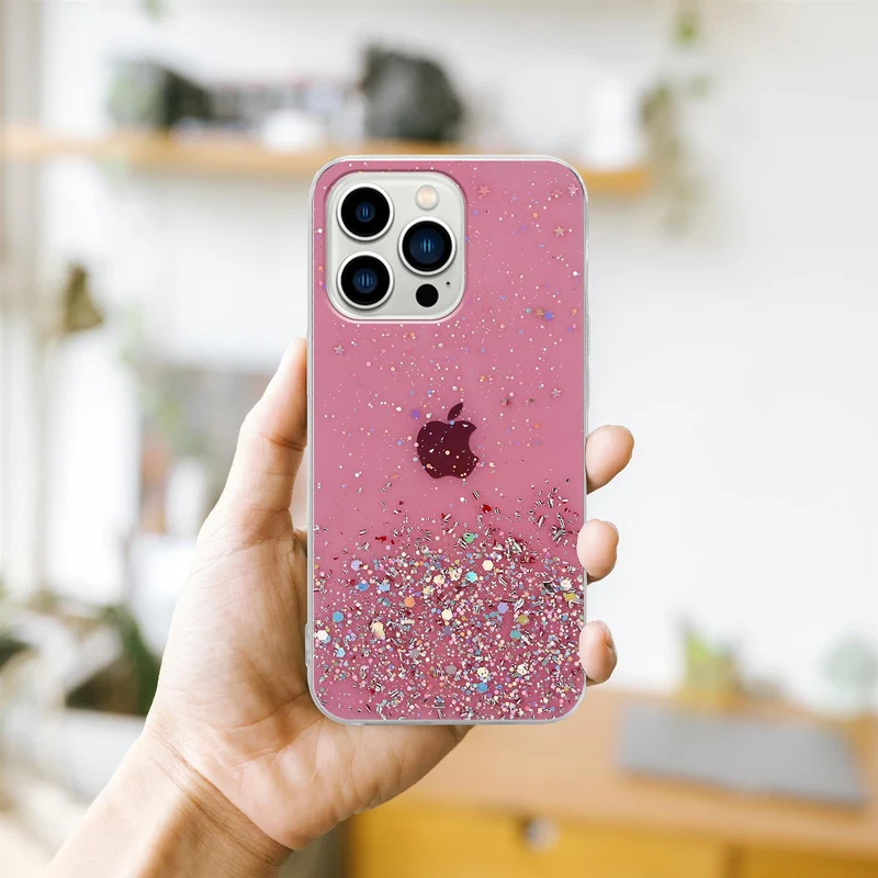 Cadorabo Hülle kompatibel mit Apple iPhone 13 PRO Schutzhülle aus flexiblem TPU Silikon mit funkelnden Glitter