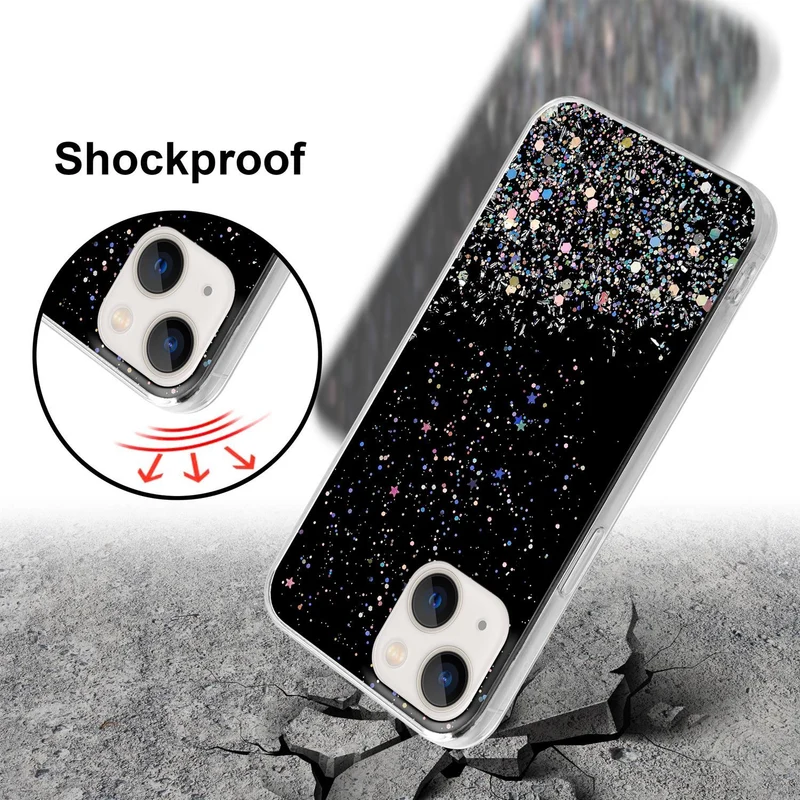 Cadorabo Hülle kompatibel mit Apple iPhone 13 MINI Schutzhülle aus flexiblem TPU Silikon mit funkelnden Glitter