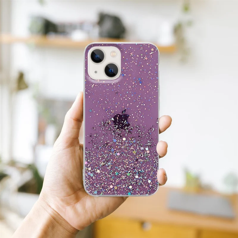 Cadorabo Hülle kompatibel mit Apple iPhone 13 MINI Schutzhülle aus flexiblem TPU Silikon mit funkelnden Glitter