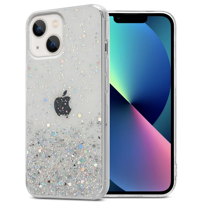 Cadorabo Hülle kompatibel mit Apple iPhone 13 Schutzhülle aus flexiblem TPU Silikon mit funkelnden Glitter