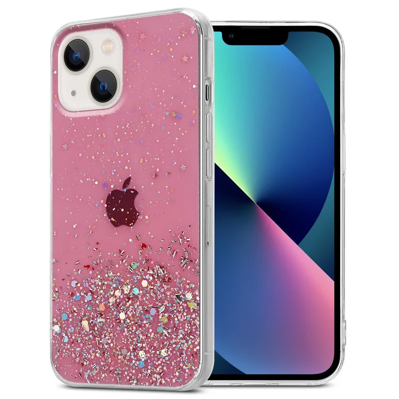 Cadorabo Hülle kompatibel mit Apple iPhone 13 Schutzhülle aus flexiblem TPU Silikon mit funkelnden Glitter
