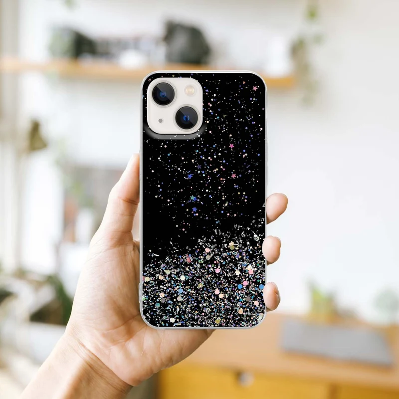 Cadorabo Hülle kompatibel mit Apple iPhone 13 Schutzhülle aus flexiblem TPU Silikon mit funkelnden Glitter