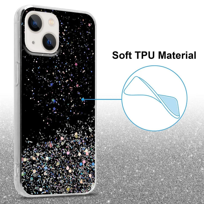 Cadorabo Hülle kompatibel mit Apple iPhone 13 Schutzhülle aus flexiblem TPU Silikon mit funkelnden Glitter