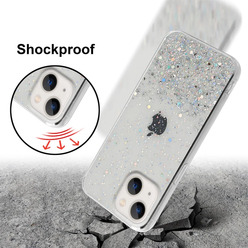 Cadorabo Hülle kompatibel mit Apple iPhone 13 Schutzhülle aus flexiblem TPU Silikon mit funkelnden Glitter