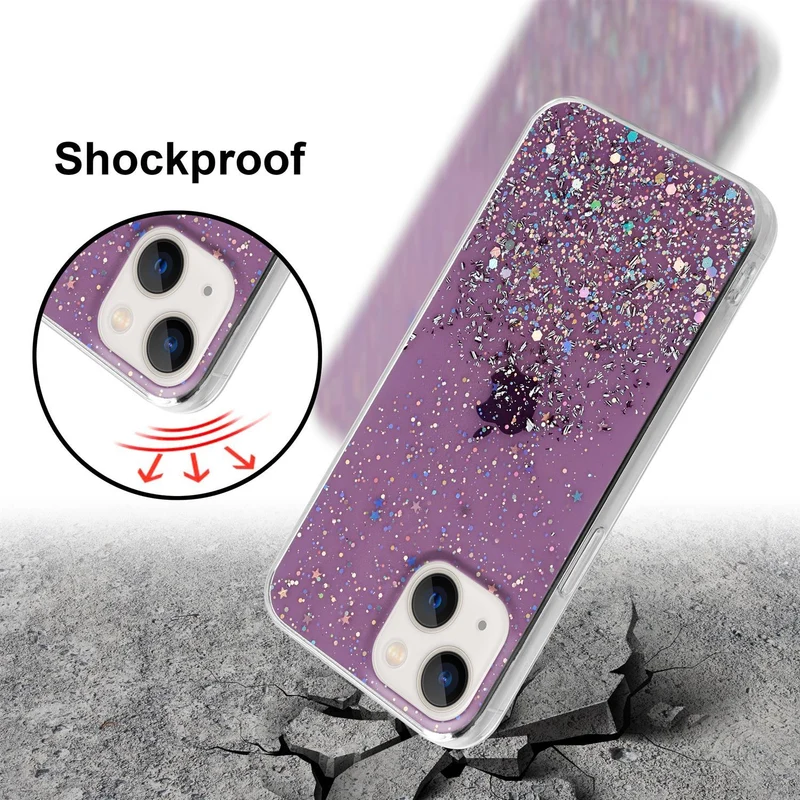 Cadorabo Hülle kompatibel mit Apple iPhone 13 Schutzhülle aus flexiblem TPU Silikon mit funkelnden Glitter