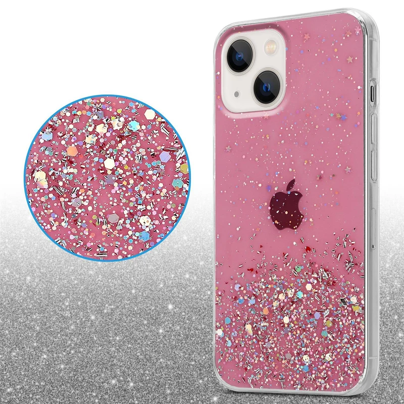 Cadorabo Hülle kompatibel mit Apple iPhone 13 Schutzhülle aus flexiblem TPU Silikon mit funkelnden Glitter