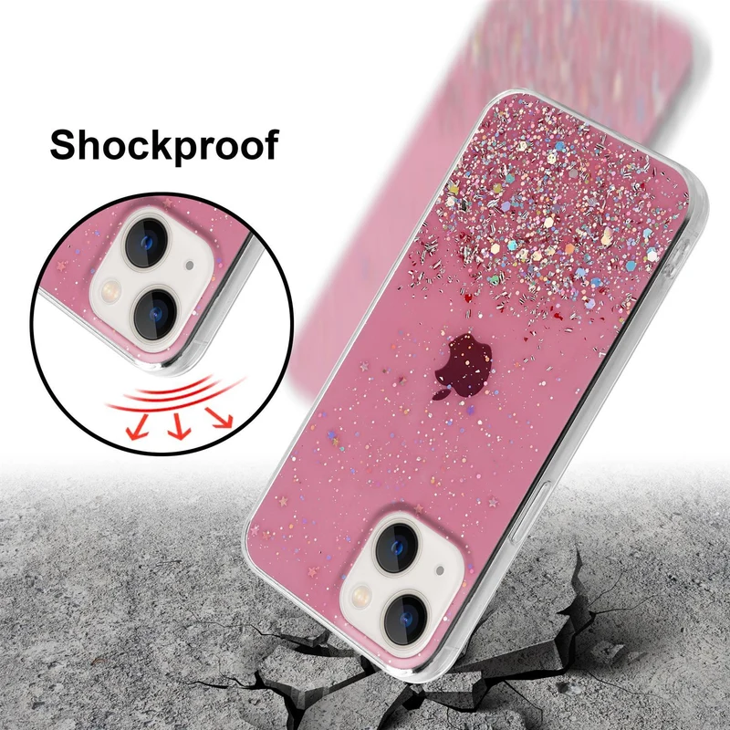 Cadorabo Hülle kompatibel mit Apple iPhone 13 Schutzhülle aus flexiblem TPU Silikon mit funkelnden Glitter