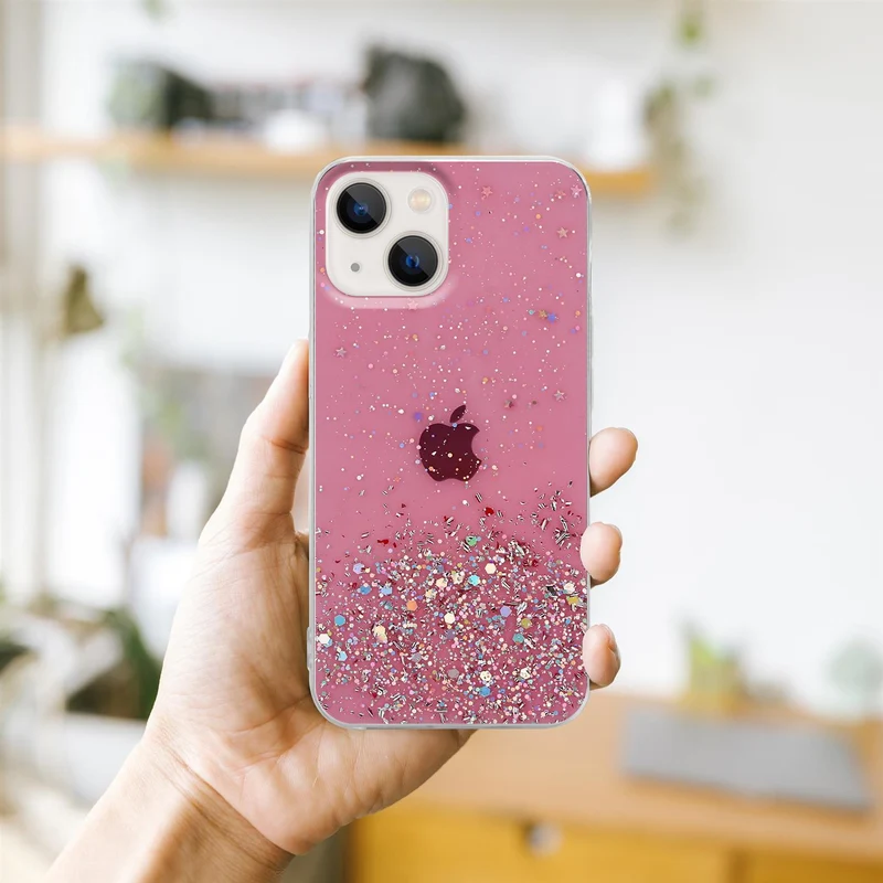 Cadorabo Hülle kompatibel mit Apple iPhone 13 Schutzhülle aus flexiblem TPU Silikon mit funkelnden Glitter