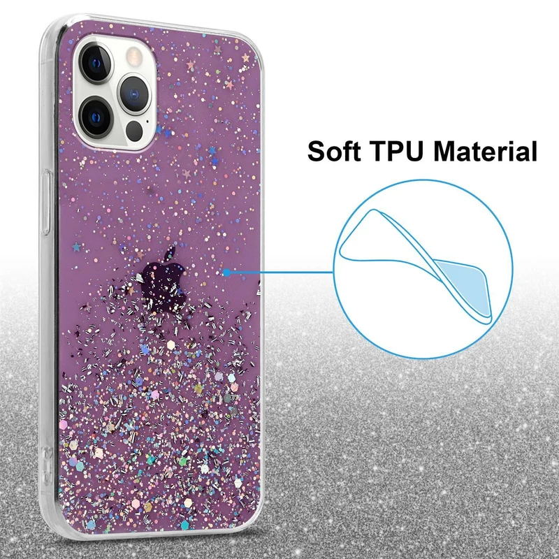 Cadorabo Hülle kompatibel mit Apple iPhone 12 PRO MAX Schutzhülle aus flexiblem TPU Silikon mit funkelnden Glitter