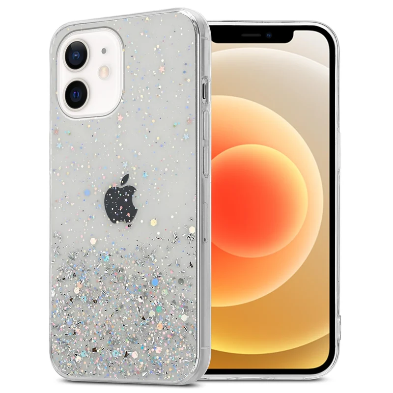 Cadorabo Hülle kompatibel mit Apple iPhone 12 MINI Schutzhülle aus flexiblem TPU Silikon mit funkelnden Glitter