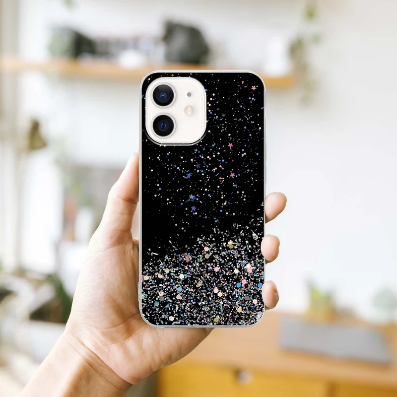Cadorabo Hülle kompatibel mit Apple iPhone 12 MINI Schutzhülle aus flexiblem TPU Silikon mit funkelnden Glitter