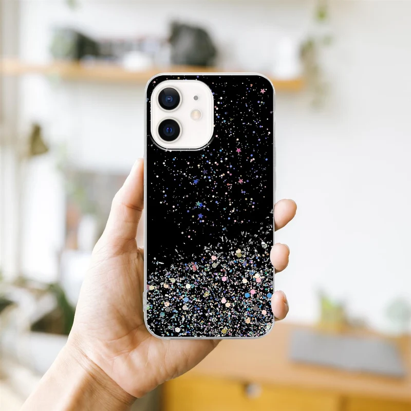 Cadorabo Hülle kompatibel mit Apple iPhone 12 MINI Schutzhülle aus flexiblem TPU Silikon mit funkelnden Glitter