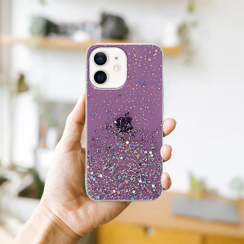 Cadorabo Hülle kompatibel mit Apple iPhone 12 MINI Schutzhülle aus flexiblem TPU Silikon mit funkelnden Glitter