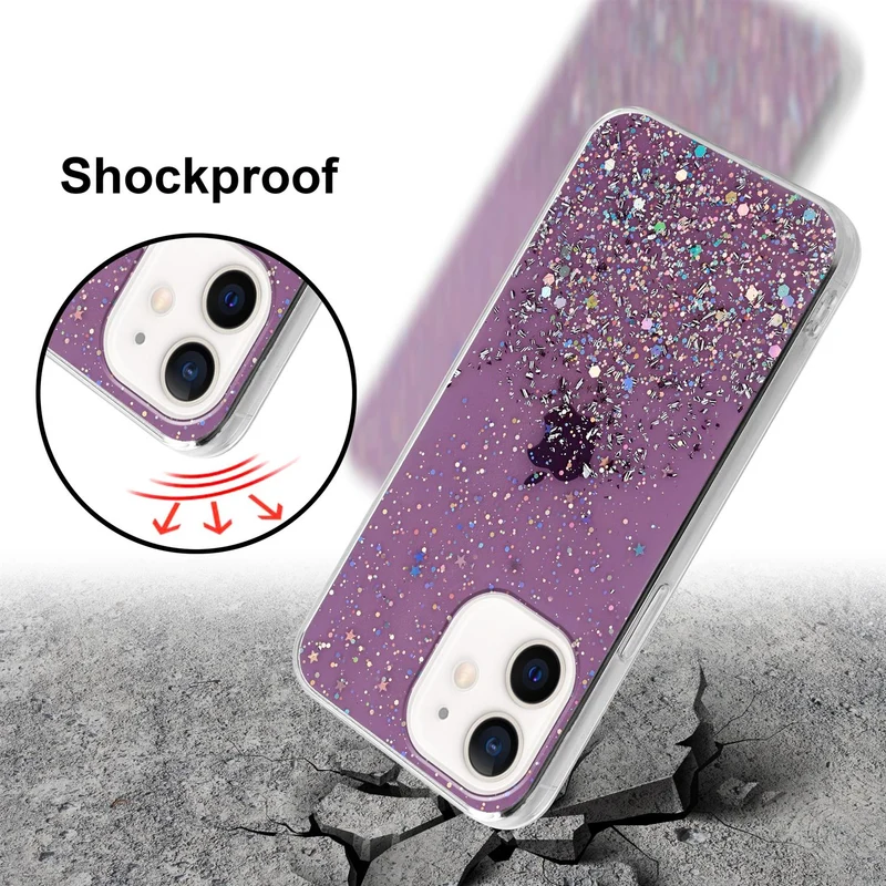 Cadorabo Hülle kompatibel mit Apple iPhone 12 MINI Schutzhülle aus flexiblem TPU Silikon mit funkelnden Glitter