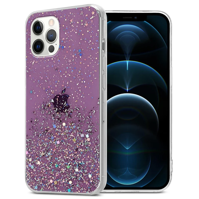Cadorabo Hülle kompatibel mit Apple iPhone 12 / 12 PRO Schutzhülle aus flexiblem TPU Silikon mit funkelnden Glitter