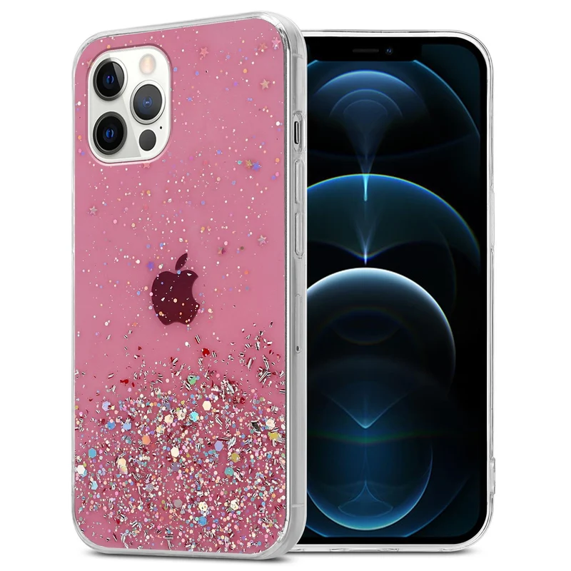Cadorabo Hülle kompatibel mit Apple iPhone 12 / 12 PRO Schutzhülle aus flexiblem TPU Silikon mit funkelnden Glitter