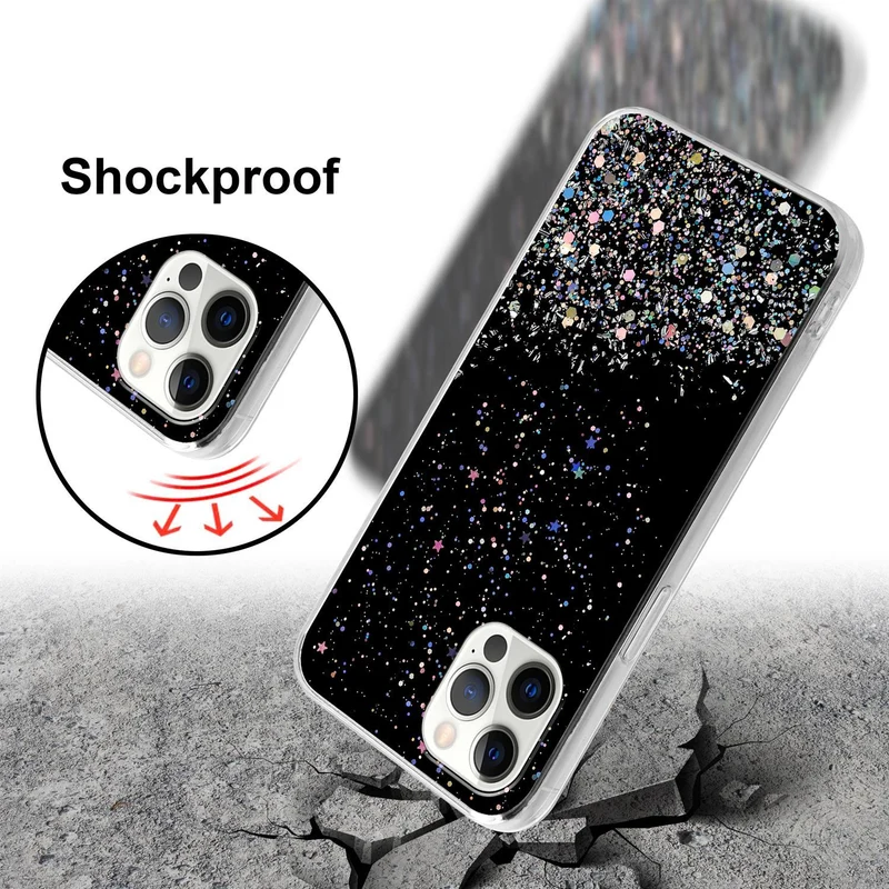 Cadorabo Hülle kompatibel mit Apple iPhone 12 / 12 PRO Schutzhülle aus flexiblem TPU Silikon mit funkelnden Glitter